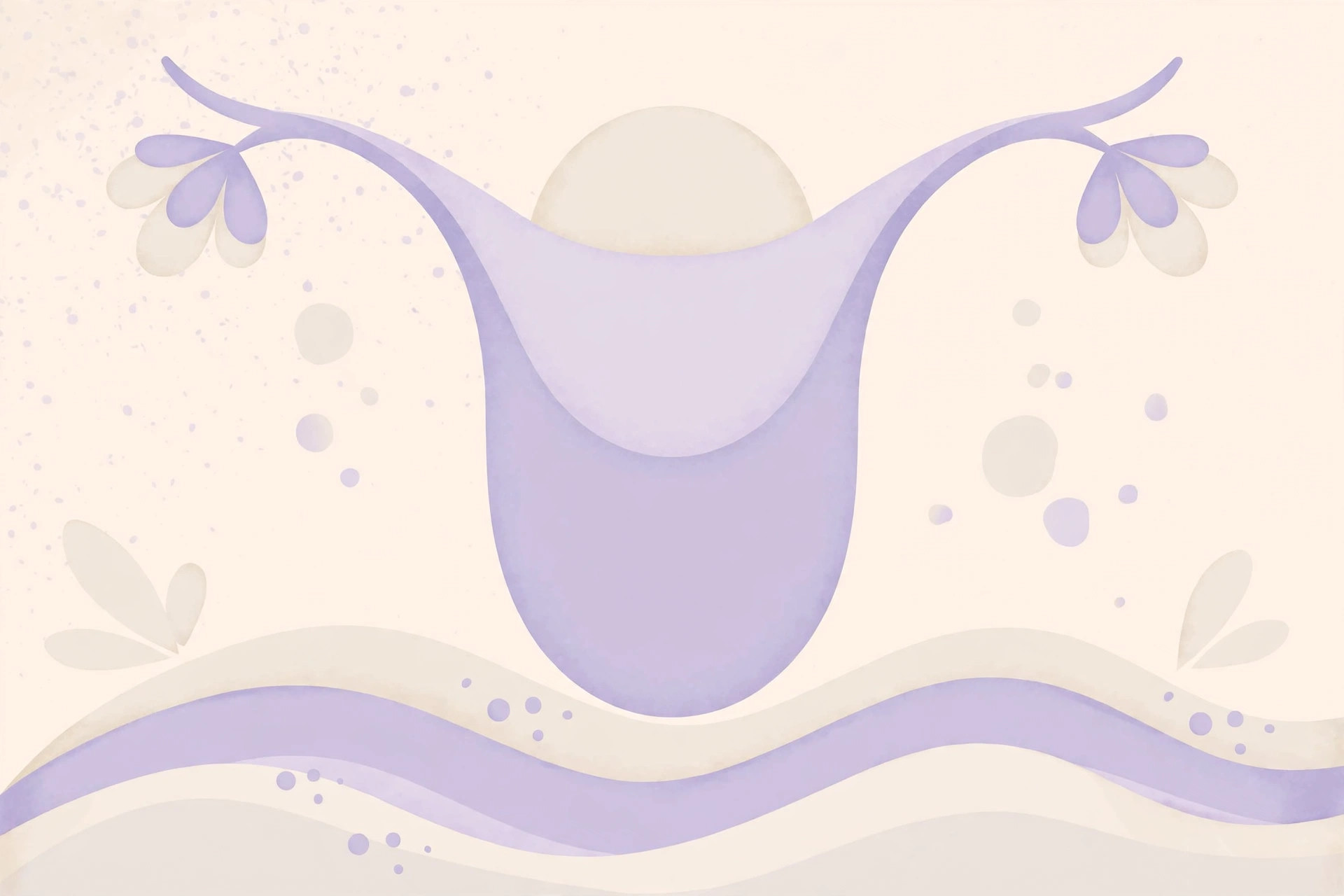 Cozy minimal illustration of gentle waves and abstract shapes suggesting early uterine changes
