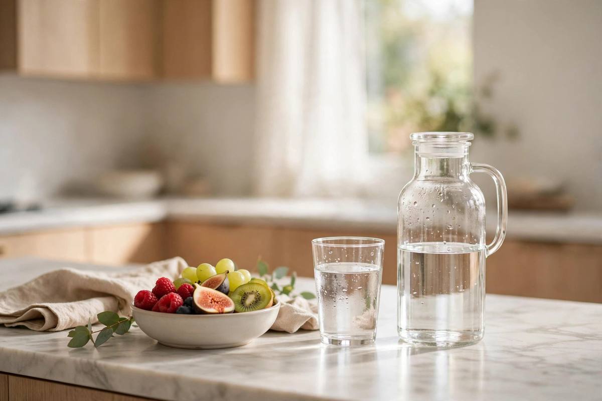 Bright kitchen counter with water carafe and fruit โ is Miralax safe in pregnancy?